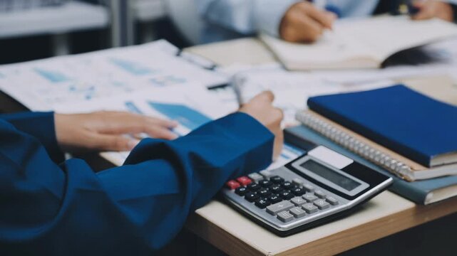 Businessman and Certified Public Accountant (CPA) auditor providing accounting and auditing services in the same company and stock market chart data and anti bribery of accounting