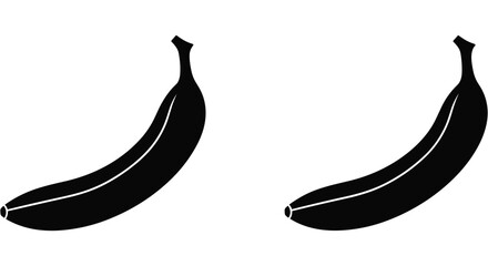 Black bananas silhouette in minimalist style with white outline on plain white background for food illustration © Jannnatul Stock