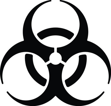 Black biohazard symbol icon for medical laboratory and environmental safety alerts clearly signifying biological risks