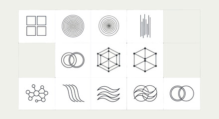 Abstract Geometric Icons Set: Shapes, Symbols, and Design Elements © Aku