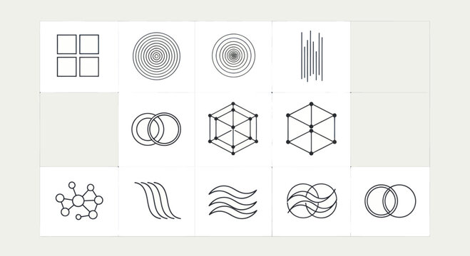 Abstract Geometric Icons Set: Shapes, Symbols, and Design Elements