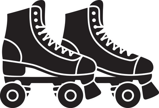 Vector flat quad roller skates silhouette isolated. logo Vector Black silhouettes