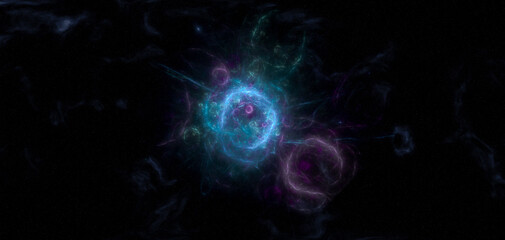 Colorful Cosmic Nebula Explosion in Deep Space — Abstract 3D Energy Cloud Rendering © edb3_16