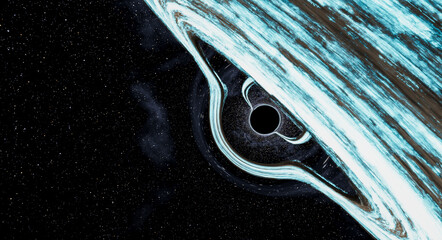 Black Hole With Glowing Accretion Disk in Deep Space — High Detail 3D Rendering © edb3_16