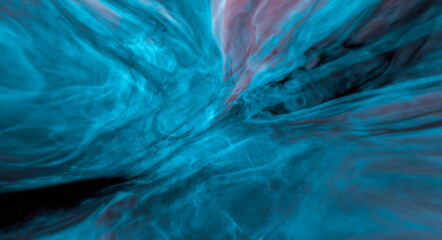Teal Nebula Cloudscape Over Deep Space - Abstract Cosmic Gas And Light 3D Rendering © edb3_16