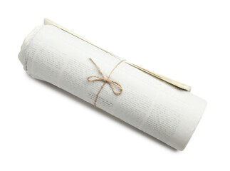 Fototapeta premium One roll of newspaper isolated on white