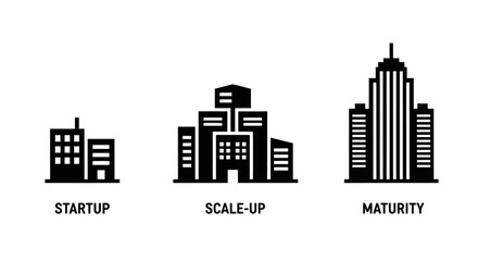 Fototapeta premium Business Growth Stages: Startup, Scale-Up, Maturity Icons
