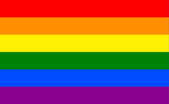 Bandera del arco&iacute;ris LGTBI con franjas horizontales de colores vibrantes.