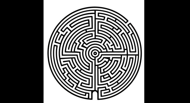 Circular Maze Labyrinth Puzzle Graphic Design