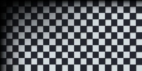 Naklejka premium Dark abstract checkerboard background with gradient shadows. Vector illustration