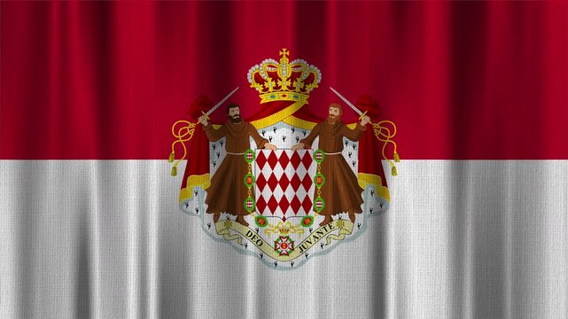 Monaco Flag Animation With Fabric Texture