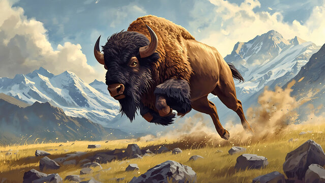 buffalo in the mountains