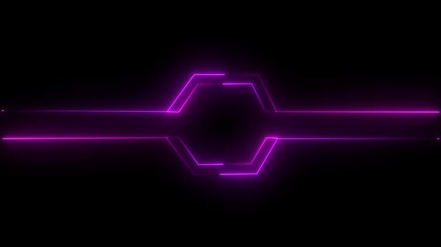 pink and green neon hexagon frame loop animation with black background.
