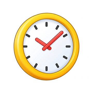 Yellow cartoon clock with red hands