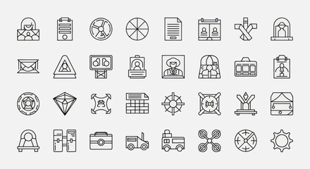 Fototapeta premium Business icons set, simple outline vector graphics, professional and finance symbols