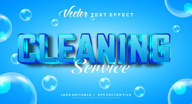 cleaning service text effect editable clean and clear text style