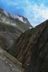 Fototapeta premium Zoji La, Zojila is a high-altitude mountain pass in the Himalayas, on National Highway 1, connecting Srinagar to Leh in Ladakh, India. It links the Kashmir Valley to the Dras and Suru valleys.