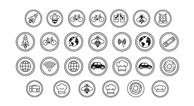 Vector Icons Set: Technology, Food, Travel, Business, Nature & Lifestyle Symbols