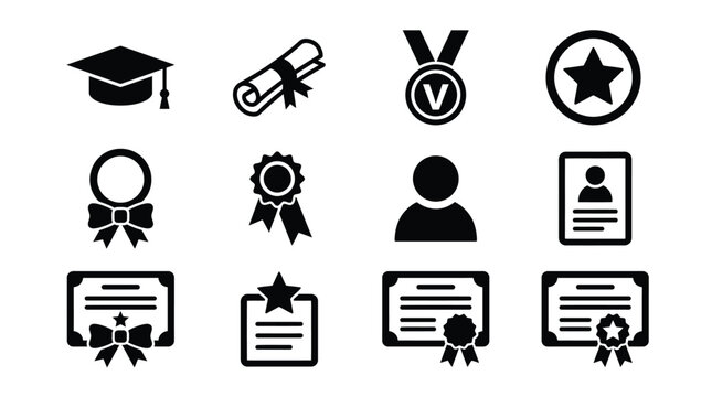 Seal award vector honor icon academic badge student book graduation medal icons