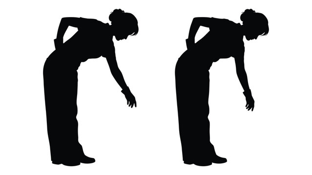 woman bending over silhouette against white background two poses high quality professional