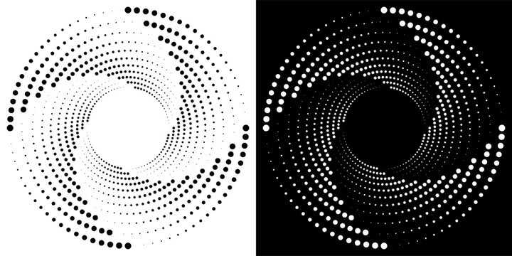 Abstract background with lines in circle. Art design spiral as logo or icon. A black figure on a white background and an equally white figure on the black side.