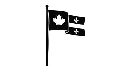 flags on pole with maple leaf and fleur de lis symbols © Ferdous_Studio