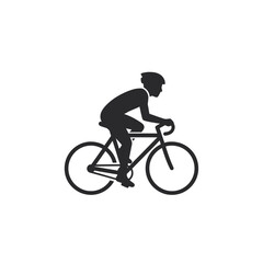 Naklejka premium Black silhouette of a cyclist riding a road bike