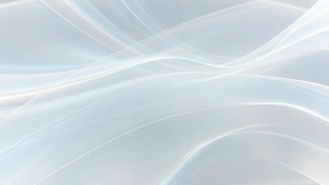 Flowing white translucent wave shapes in smooth style on light background, representing clarity and minimal elegance
