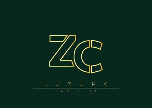 ZC Golden Modern Luxury Logo Design. This logo Conveying premium branding, minimalist luxury and modern geometric typography for corporate identity, product packaging and stylish design.