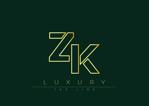 ZK Golden Modern Luxury Logo Design. This logo Conveying premium branding, minimalist luxury and modern geometric typography for corporate identity, product packaging and stylish design.