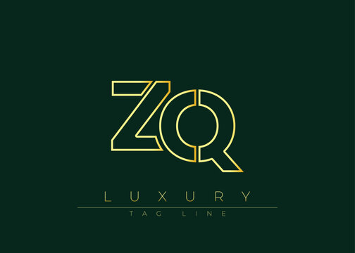 ZQ Golden Modern Luxury Logo Design. This logo Conveying premium branding, minimalist luxury and modern geometric typography for corporate identity, product packaging and stylish design.