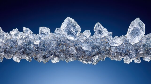 Crystal Cluster with Orange Spots Against Deep Blue Background