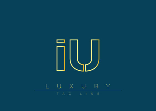 IU Golden Modern Luxury Logo Design. This logo Conveying premium branding, minimalist luxury and modern geometric typography for corporate identity, product packaging and stylish design.