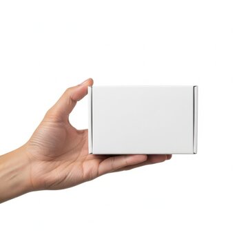A hand holding a white box