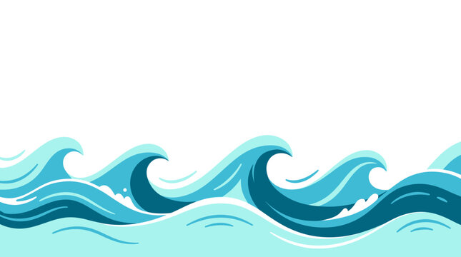 Stylized ocean wave illustration with flat vector design elements.