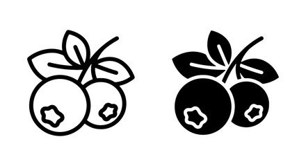 Blueberry vector icons set, black outline and silhouette berry symbols, fresh fruit line art © black man