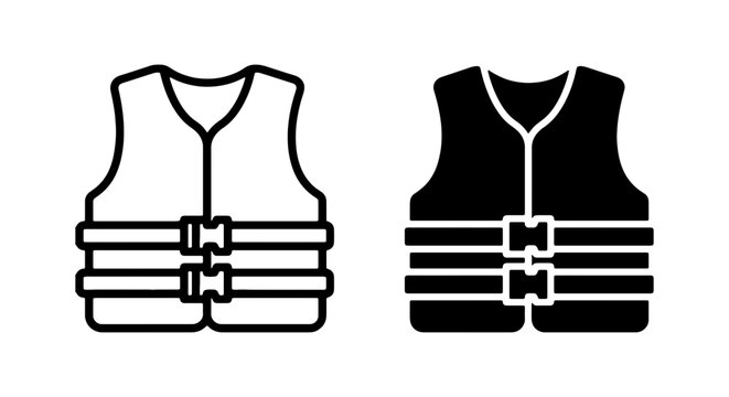 Life Vest Icons, Safety Buoyancy Aid Vector Graphics, Water Sport Safety Gear