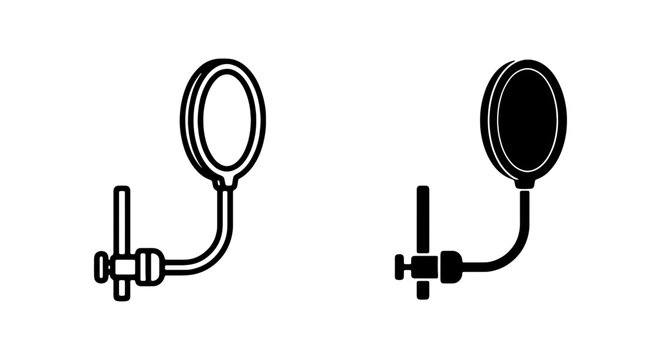 Microphone Pop Filter Icons, Audio Recording Studio Equipment, Sound Equipment Vector Set