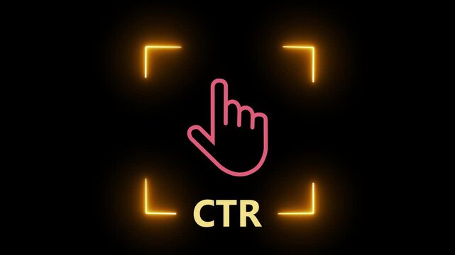 Click Through Rate CTR digital marketing performance analytics concept on the black background. Motion graphics of online advertising optimization.4k motion video .