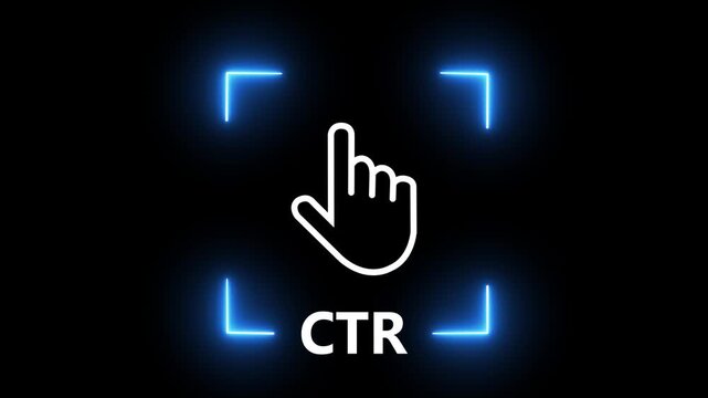Click Through Rate CTR digital marketing performance analytics concept on the black background. Motion graphics of online advertising optimization.4k motion video .