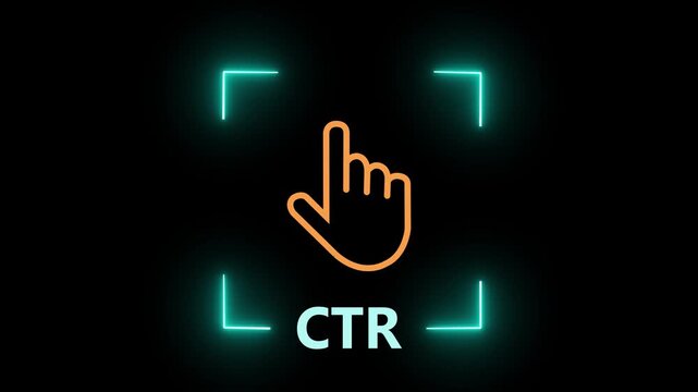 Click Through Rate CTR digital marketing performance analytics concept on the black background. Motion graphics of online advertising optimization.4k motion video .