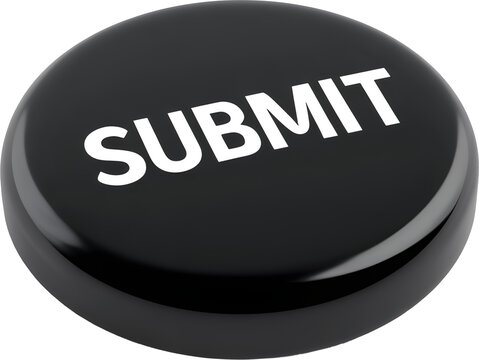 round black submit button for digital interface UX design, isolated graphic