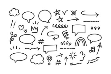 Fototapeta premium Collection of hand-drawn doodle icons and elements, perfect for design and communication