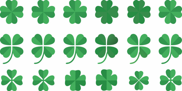 Shamrock collection various green shades vector illustration on white