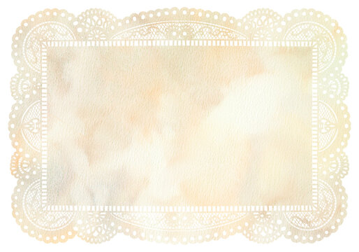 Watercolor Paper Lace Frame with Marble Texture - Transparent PNG-300dpi-	