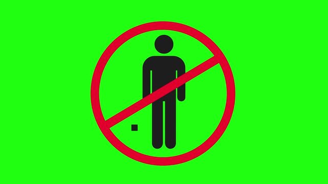 The no-litter sign features a person with a red stop sign on a green screen. The concept is to stop littering and protect the environment.