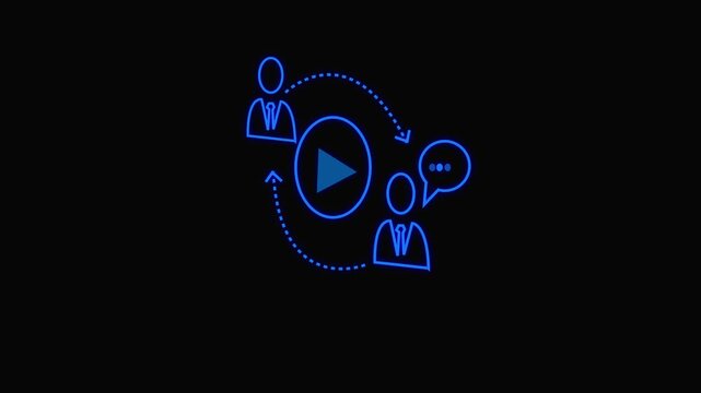 Abstract glowing new user icon, contract icon animation on background.