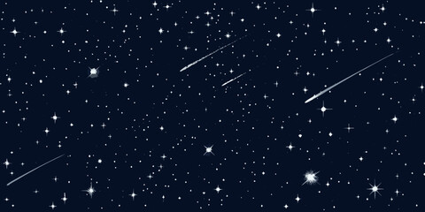 starry night sky with shooting stars dark blue cosmic background © PolyRani