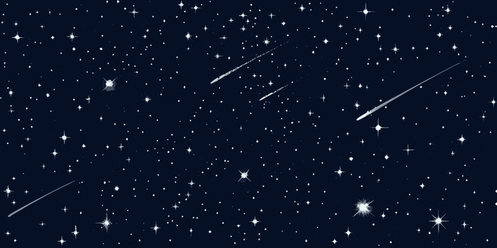 starry night sky with shooting stars dark blue cosmic background