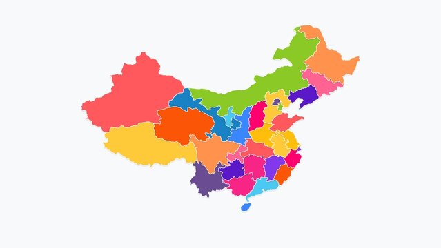 Clean Flat Color Map of China - High Resolution 4K Geography